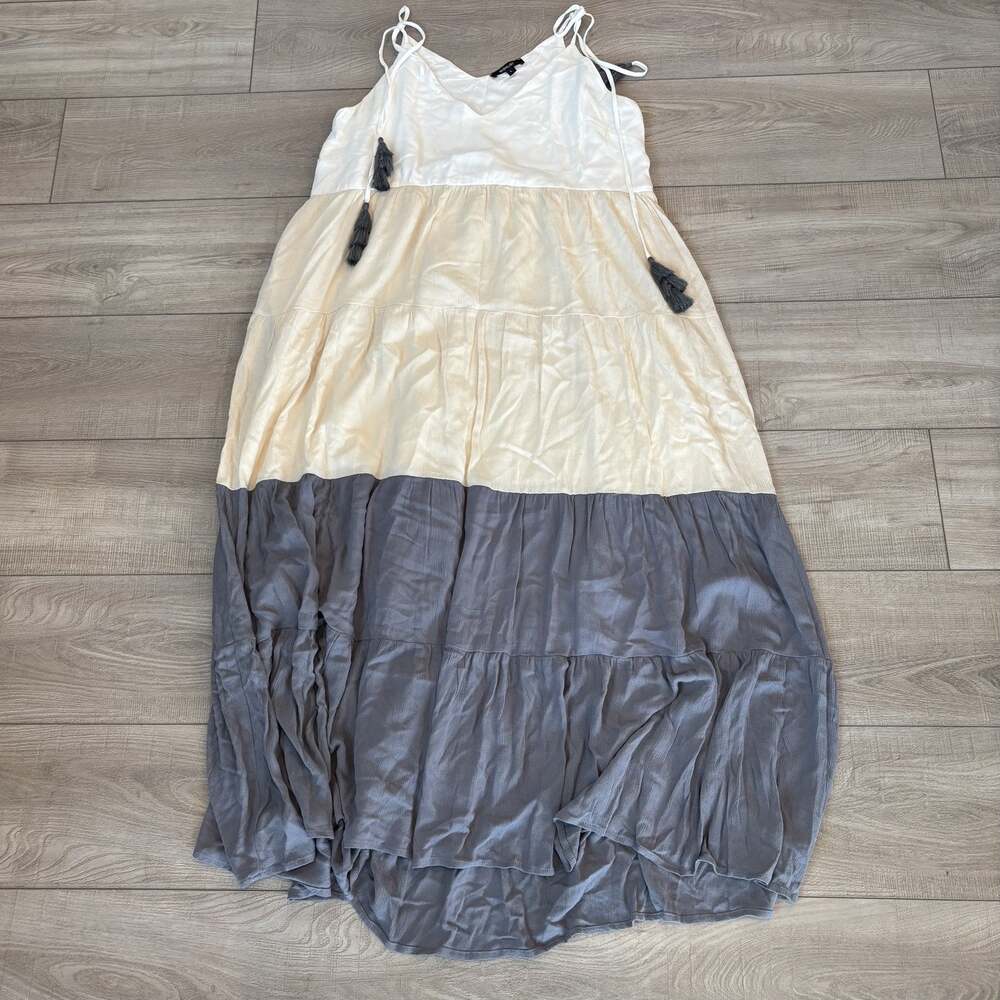 Wishlist Womens L Maxi Dress Cream Tan Gray